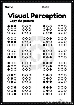 Visual perceptual skills activity worksheet for preschool and kindergarten kids that helps develop eyes and brain Vector Illustration