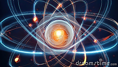 Visual representation of atomic structure emphasizing firefly atom Stock Photo