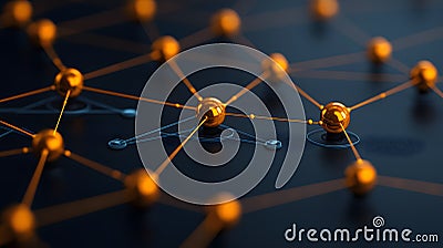 Visual Representation of a Complex Network with Interconnected Nodes and Lines in Dynamic Style Stock Photo