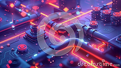 A visual representation of the Data Pipeline batch processing concept Stock Photo