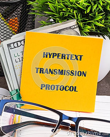 Visual representation highlighting hypertext transmission protocol as a key technology in digital communication and Stock Photo