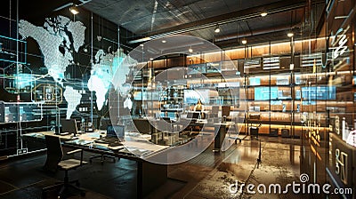 Visual representation of the intelligence cycle osint enhanced by ai in a modern work environment Stock Photo