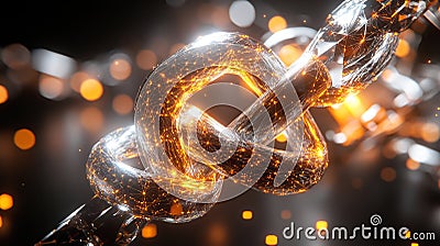 A visual representation of interconnected blockchain links in digital form, symbolizing technology Stock Photo