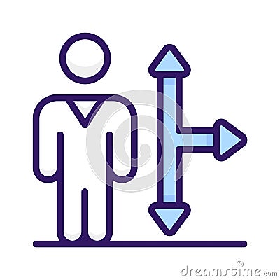 A visual representation of a person making choices among multiple options Vector Illustration