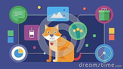 A visual representation of a pets daily routine with each activity accompanied by a colorcoded mood indicator to help Vector Illustration