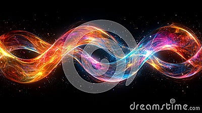 A visual representation of the principle of quantum entanglement, where two particles remain connected across vast distances. Stock Photo