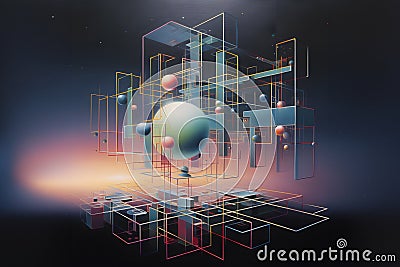 Visual Representation of Qubit Superposition in Quantum Mechanics Stock Photo
