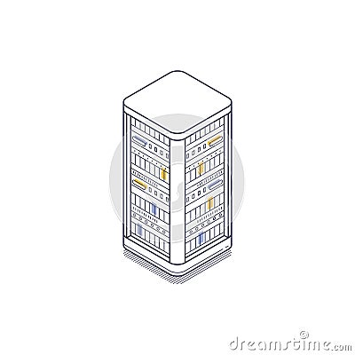 Visual representation of a server structure in isometric line style for modern technology concepts Vector Illustration