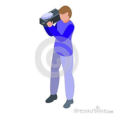 Visual sound cameraman icon isometric vector. Female staff Stock Photo