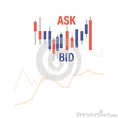 Visual Vector Representation Of The Market's Supply And Demand Dynamics, Showing The Current Bid And Ask Prices Vector Illustration