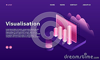 Visualisation banner, isometric style Vector Illustration