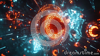 Visualization of antibodies targeting pathogens within a dynamic molecular environment. Generative AI Stock Photo