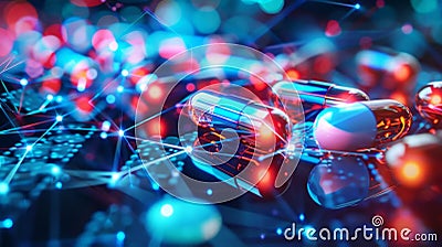 A visualization of a blockchainbased prescription management system allowing doctors to securely issue prescriptions and Stock Photo