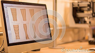 A visualization of the computer modeling process for a 3Dprinted prosthetic featuring software calculations and design Stock Photo