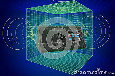 Visualization 3d cad model of CPAP Machine, blueprint. 3D rendering Stock Photo