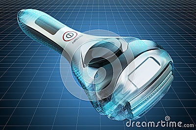 Visualization 3d cad model of foil-type cordless razor, shaver, blueprint. 3D rendering Stock Photo