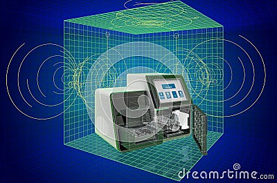 Visualization 3d cad model of Personal DNA Sequencing System, blueprint. 3D rendering Stock Photo
