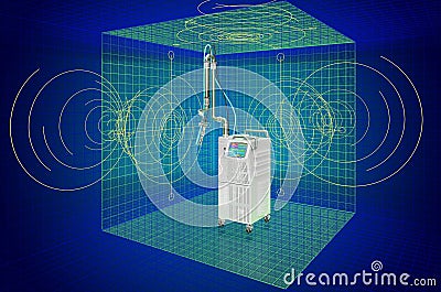Visualization 3d cad model of Professional Vaginal Tightening Fractional CO2 Laser System, blueprint. 3D rendering Stock Photo