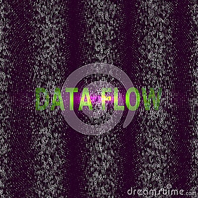 Visualization life in purple stream data. Vector. Cryptography, Bitcoin, hacking, information. Machine software code. Stock Photo