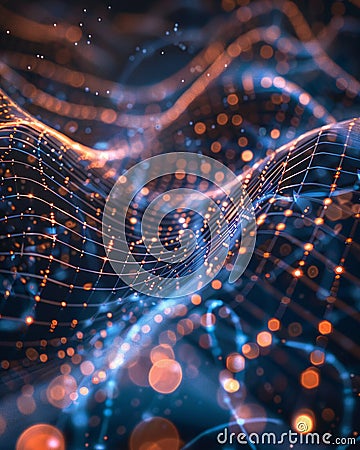 Visualization of machine learning in progress, abstract algorithms weaving through data to validate findings Cartoon Illustration