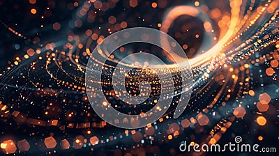 A visualization of particles moving in a circular motion creating a visual representation of the cyclical nature of Stock Photo