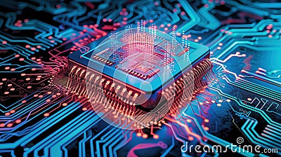 Visualization of Quantum computer super microchip semiconductor Stock Photo