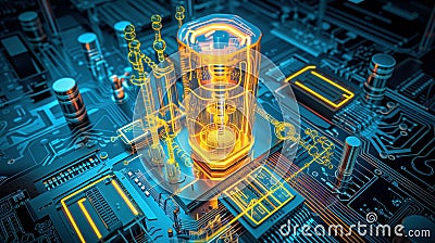 Visualization of Quantum computer super microchip semiconductor Stock Photo