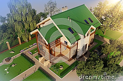 Visualization, rendering, architecture, illustration. Drea Cartoon Illustration