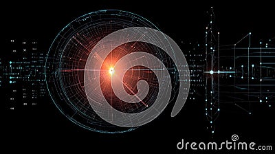 Visualization of wave-particle duality in quantum mechanics illustrating dynamic interactions at a subatomic level Stock Photo