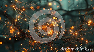 Visualize neural networks with glowing nodes and pathways, a modern view of interconnected data AIG62 Stock Photo