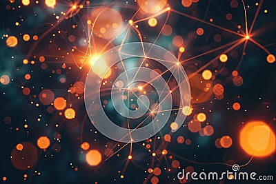 Visualize neural networks with glowing nodes and pathways, a modern view of interconnected data AIG62 Stock Photo