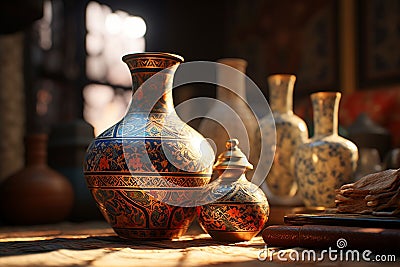 Visualize the timeless beauty of Islamic pottery Stock Photo