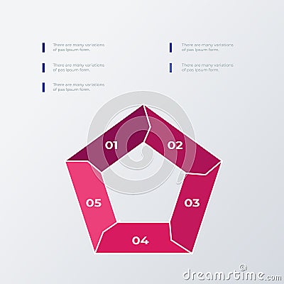Visualized Numbers hexagon infographic template design. Business concept infograph with 5 options, steps or processes. Vector Vector Illustration