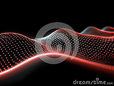 Visualizing Abstract Data Waves, A Glowing Grid Animation Stock Photo