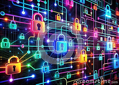 Visualizing AIPowered Cybersecurity Data Classification A Secure System for Labeling Threats Cartoon Illustration