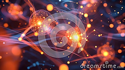 Visualizing Atomic Energy Fusion and Fission Processes in Dynamic Particle Interactions Stock Photo