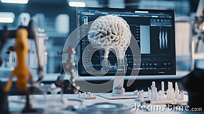 Visualizing brain data on advanced computer screen Stock Photo