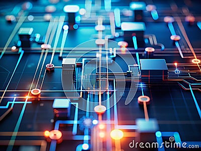 Visualizing Complex Processes A Detailed Line Art Flowchart Design Ideal for Technology Business and Engineering Stock Photo