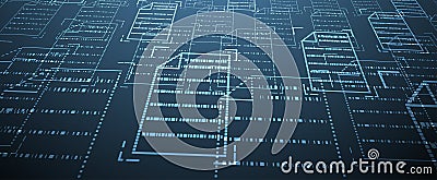 Visualizing data flow through a holographic folgers technology interface Vector Illustration