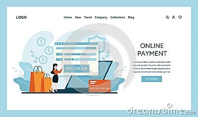 Visualizing effortless e-commerce transactions with secure credit card processing Vector Illustration