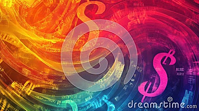 Visualizing Financial Data, Abstract swirling patterns reveal dynamic currency values Stock Photo