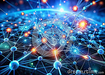 Visualizing the Future of Artificial Intelligence A Dynamic Neural Network Concept Demonstrating Interconnected Cells Stock Photo