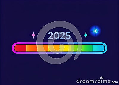 Visualizing the New Years Eve Countdown A Dynamic Loading Bar Animation Transitioning from 2024 to 2025 Stock Photo