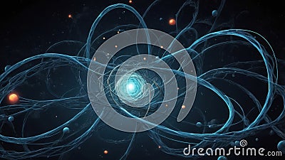 Visualizing Quantum Entanglement: Dynamic Shifts of Interconnected Particles Stock Photo