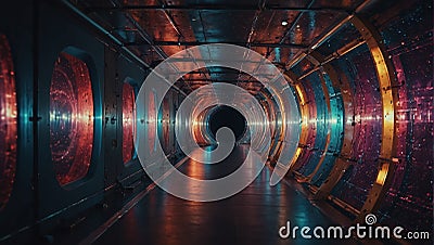 Visualizing Quantum Tunneling: Abstract Representation of Information Transfer in Quantum Computing Stock Photo