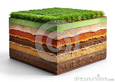 Visualizing Soil Layers A 3D Educational Resource for Geology and Science Projects Featuring Detailed Soil Texture and Stock Photo