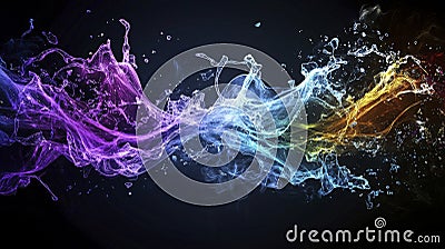 Visualizing sound waves colorful liquid dynamics abstract studio digital art dark background creative concept Stock Photo