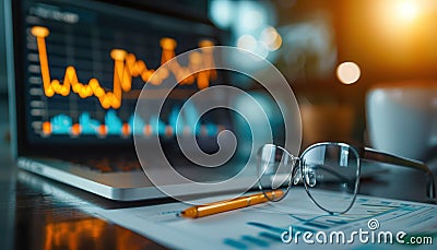 Visualizing Success Company Using Diagrams to Showcase Rising Growth Profitability, A Look at Key Performance Indicators KPIs and Stock Photo