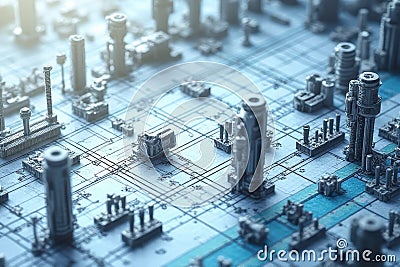 Visualizing Technical Setup Planning Through Engineering Schematics Stock Photo