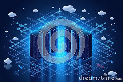 Visualizing VPS Hosting Infrastructure and Data Center Management Stock Photo